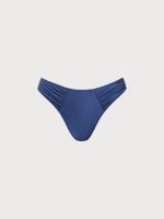 Blue Ruched Moderate Coverage Bikini Bottom - Image 7