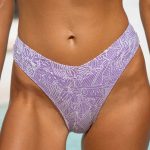 Purple Print Textured Bikini Bottom