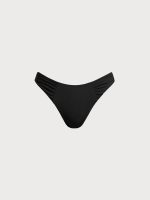 Black Ruched Natural Waisted Bikini Bottom - Image 5