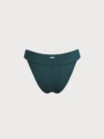 Dark Green Textured Natural Waisted Bikini Bottom - Image 7