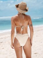 Off White Ruched Bikini Bottom - Image 3