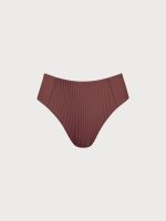 Brown Ribbed Seam Full Coverage Bikini Bottom - Image 5