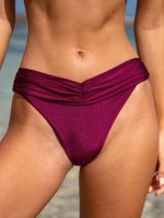Burgundy Ruched Bikini Bottom - Image 3