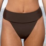 ECONYL® Dark Coffee Wide Waistband Bikini Bottom