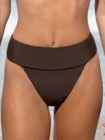 ECONYL® Dark Coffee Wide Waistband Bikini Bottom