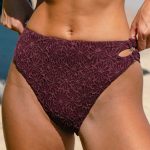 Dark Coffee Textured Cutout Bikini Bottom