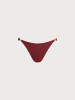 Wine Red Gold-Accented Bikini Bottom - Image 5