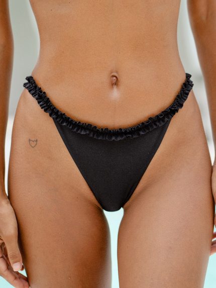 Black Ruffled Bikini Bottom