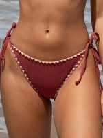 Brick Red Tie Stitch Bikini Bottom