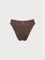 Dark Coffee Ribbed High Cut Bikini Bottom - Image 7