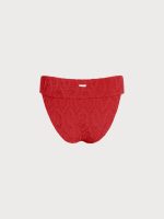 Red Textured High Cut Bikini Bottom - Image 8