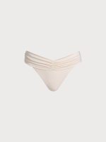 Off White Ruched Bikini Bottom - Image 4