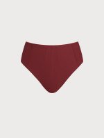 Wine Red Seam Full Coverage Bikini Bottom - Image 5