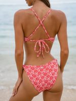 Red Rose Textured Elastic Bikini Bottom - Image 2