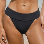 Black Wide Waistband Bikini Bottom