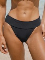 Black Wide Waistband Bikini Bottom