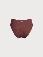 Brown Ribbed Seam Full Coverage Bikini Bottom - Image 6