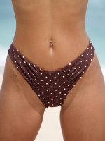 Brown Print Polka Dot Bikini Bottom