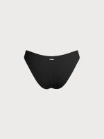 Black Ruched Natural Waisted Bikini Bottom - Image 6
