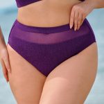 Purple Mesh Plus Size Bikini Bottom