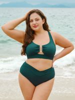 Dark Green V Cut Plus Size Bikini Bottom - Image 3
