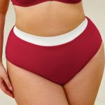 Red Contrast High-Waist Plus Size Bikini Bottom