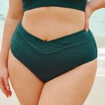 Dark Green V Cut Plus Size Bikini Bottom