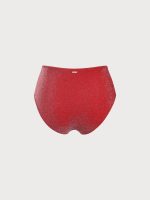 Red Lurex Full Coverage Plus Size Bikini Bottom - Image 6