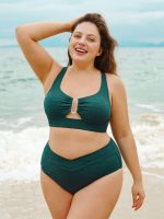 Dark Green V Cut Plus Size Bikini Bottom - Image 4