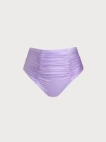 Purple Textured Ruched Plus Size Bikini Bottom - Image 5