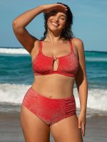 Red Lurex Full Coverage Plus Size Bikini Bottom - Image 3
