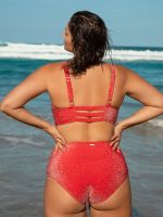Red Lurex Full Coverage Plus Size Bikini Bottom - Image 2