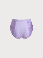 Purple Textured Ruched Plus Size Bikini Bottom - Image 6