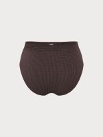 Dark Coffee Textured V Cut Plus Size Tankini Bottom - Image 6
