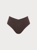 Dark Coffee Textured V Cut Plus Size Tankini Bottom - Image 5