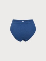 Blue Lurex High Waisted Plus Size Bikini Bottom - Image 6