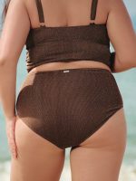 Dark Coffee Lurex Ruched Plus Size Bikini Bottom - Image 2