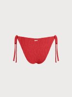Red Textured Tie Bikini Bottom - Image 7
