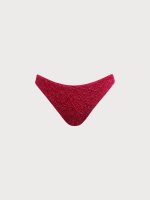 Wine Red Textured Bikini Bottom - Image 5