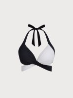 Black & White Triangle Plus Size Bikini Top - Image 6