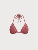 Brick Red Stitch Triangle Bikini Top - Image 6
