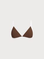 Brown Contrast Trim Triangle Bikini Top - Image 7
