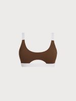 Brown Contrast Trim Bikini Top - Image 5