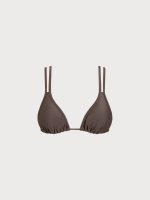 ECONYL® Dark Coffee Strappy Bikini Top - Image 4