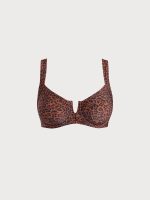Leopard Print V Notch Plus Size Bikini Top - Image 9