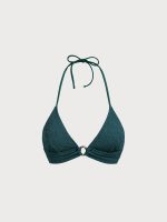 Dark Green Textured Halter Bikini Top - Image 8