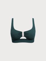 Dark Green Cut Out Plus Size Bikini Top - Image 5