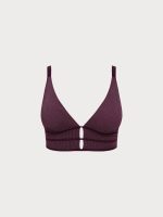Purple Textured V Neck Plus Size Tankini Top - Image 6