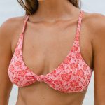Red Rose Textured Twist Bikini Top