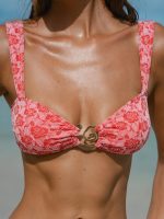 Red Rose Textured Bikini Top